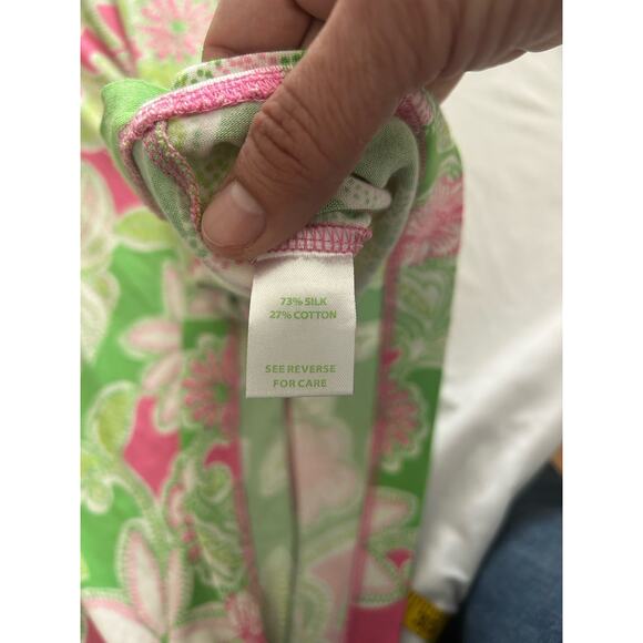 Lilly Pulitzer Tropical Floral Silk Blend Shift Dress Womens Size XS Pink Green - Picture 4 of 8
